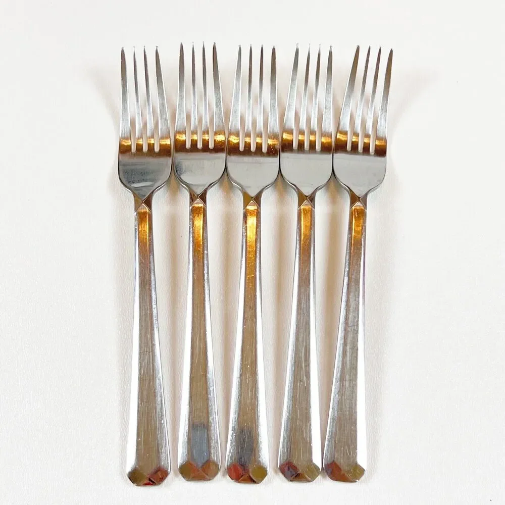 Set 5 Oneida Chroma-Mandolina Stainless 18/10 Glossy Dinner Forks 8 inches